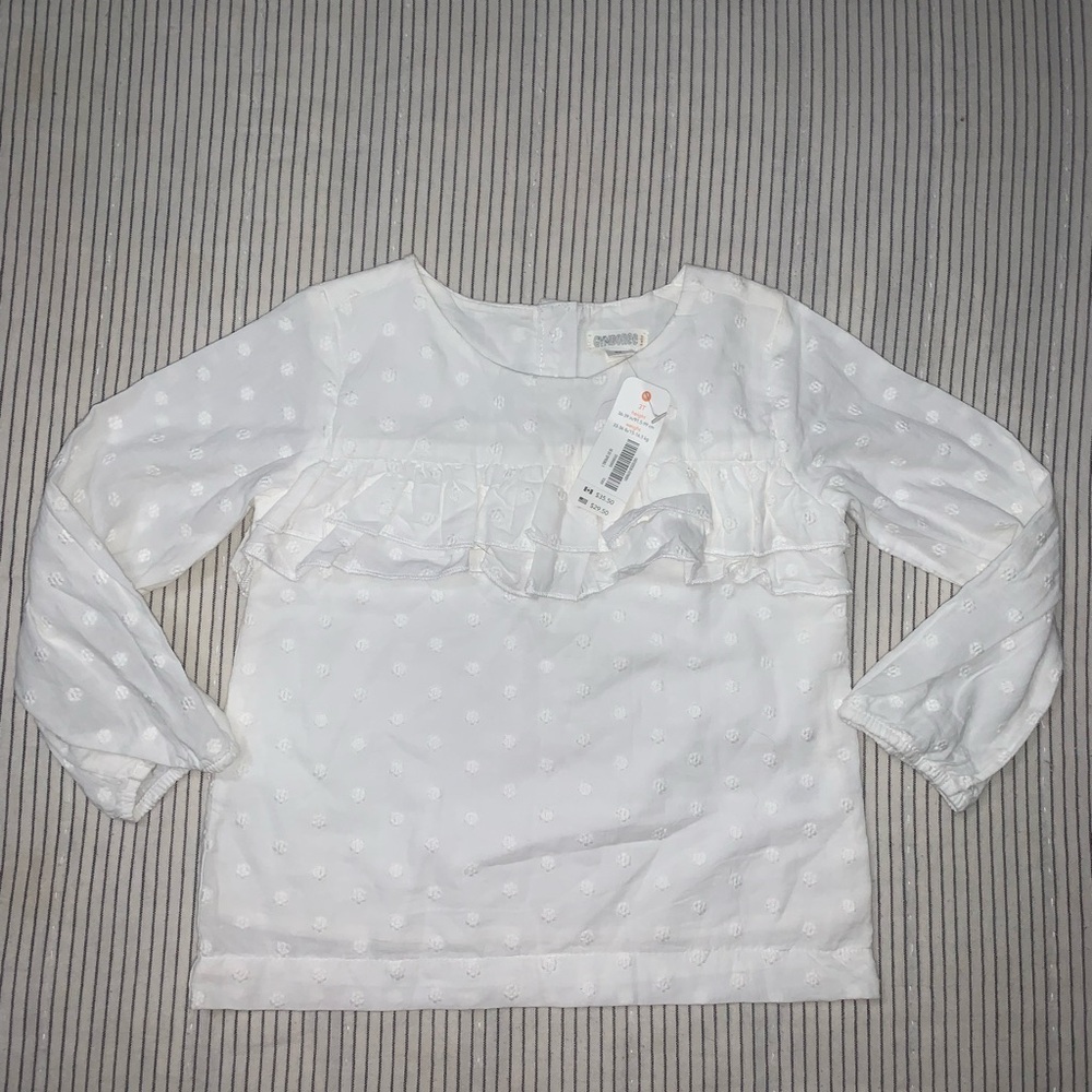 Gymboree Baby 3t girls White Long Sleeve Ruffle Top